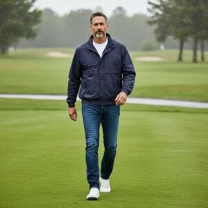 Sunderland of Scotland Navy Blue Waterproof Golf Rain Jacket Mens XXL Eagle